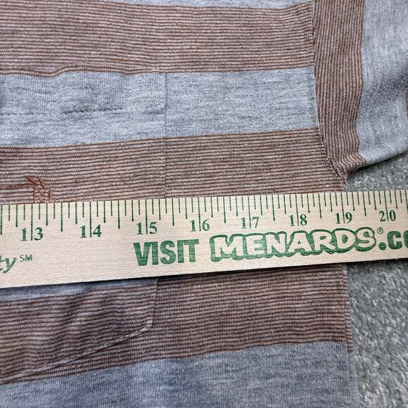 Vintage 90s Brittania Gray Orange Striped Tshirt Pocket Tee Mens Sml Fall Skater - Picture 9 of 10